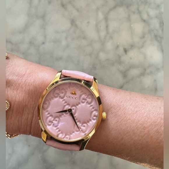 ✨LIKE NEW, RARE✨ Gucci G-Timeless Watch in Gold and Pink with Bee AUTHENTIC - Picture 9 of 9